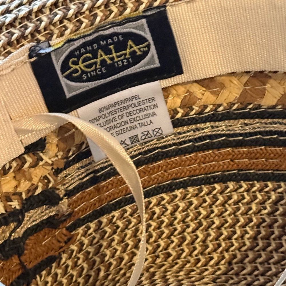 Scala Straw Sun Hat with Black and Tan Accents - Picture 7 of 8